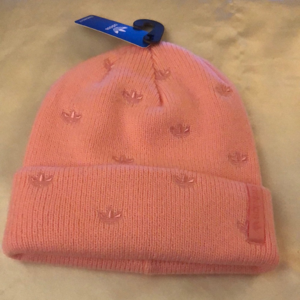 Adidas Originals AOP Embroidered Logo Cuffed Beanie Light Pink/Bliss Pink OS NWT